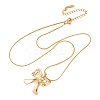 304 Stainless Steel Bowknot Pendant Snake Chain Necklaces for Women NJEW-F354-06G-4