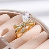 Adjustable Rack Plating Brass Clear Cubic Zirconia Finger Rings for Women RJEW-M028-09G-4