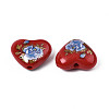 Flower Printed Opaque Acrylic Heart Beads SACR-S305-28-I02-3