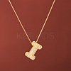 Brass Micro Pave Clear Cubic Zirconia Initial Pendant Necklaces for Women FS-WGDC51D-09-1