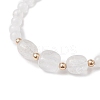 Natural Quartz Crystal Cube & Round Rock Crystal Beaded Stretch Bracelets BJEW-JB10807-01-3