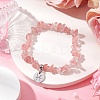 Synthetic Cherry Quartz Glass Chip Beaded Stretch Bracelets BJEW-JB11133-02-2