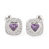 Rack Plating Brass Micro Pave Cubic Zirconia Stud Earrings EJEW-I304-08P-05-1