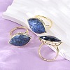 Horse Eye Natural Gemstone Cuff Rings RJEW-M076-04G-2