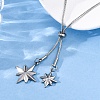 304 Stainless Steel Star Lariat Slider Necklaces NJEW-R026-14P-3