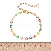 Sunflower 304 Stainless Steel Enamel Link Chain Bracelets for Women BJEW-JB13566-2