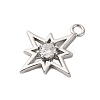 Brass Pave Clear Cubic Zirconia Pendants KK-V016-19P-2