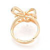 Bowknot Brass Micro Pave Clear Cubic Zirconia Adjustable Ring Settings KK-T076-27G-3