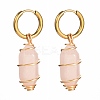Copper Wire Wrapped Natural Rose Quartz Dangle Earrings for Women EJEW-JE04628-01-1