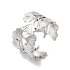Non-Tarnish 304 Stainless Steel Gingko Leaf Open Cuff Ring for Women RJEW-K245-42P-3