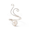 Copper Wire Wrapped Natural Freshwater Pearl Cuff Rings for Women RJEW-JR00553-02-6