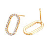 Clear Cubic Zirconia Oval Stud Earrings EJEW-N012-43-2