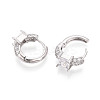 Brass Micro Pave Clear Cubic Zirconia Square Hoop Earrings EJEW-T048-44P-3