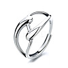 Criss Cross Rhodium Plated 925 Sterling Silver Adjustable Rings FS-WG76C09-01-5