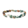 Natural Moss Agate Nuggets Beads Stretch Bracelet BJEW-JB07144-02-1