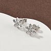 Flower Brass Micro Pave Clear Cubic Zirconia Stud Earrings LS-EJEW-F383-07P-4