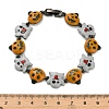 Halloween Brass Enamel Link Bracelets for Women BJEW-B149-01-7