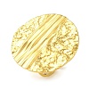 Ion Plating(IP) 304 Stainless Steel Textured Round Open Cuff Ring for Women RJEW-C083-18G-1