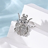 Brass Micro Pave Cubic Zirconia Adjustable Open Cuff Rings for Women RJEW-A072-01D-P-3