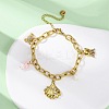 304 Stainless Steel Cable Chain Charm Bracelets BJEW-L708-05G-2