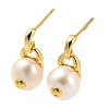 Rack Plating Brass Dangle Stud Earrings with Natural Pearl EJEW-M227-01G-1