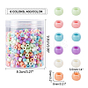 240g 6 Colors Acrylic Large Hole Beads Candy Color Flat Round/Disc SACR-CA0001-09-2