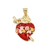 Brass FireBrick Enamel Pendants X-KK-P323-05G-1