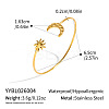 304 Stainless Steel Textured Moon and Sun Open Cuff Bangles for Women DP7347-6