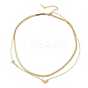 201 Stainless Steel Love Heart Pendant Double Layer Necklaces for Women LS-NJEW-D307-03G-2