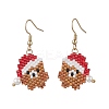 304 Stainless Steel Glass Christmas Theme Dangle Earrings EJEW-MZ00527-05-3