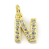 Letter Brass Micro Pave Clear Cubic Zirconia Pendants KK-K354-06G-N-1