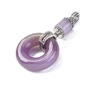 Dyed Natural Myanmar Jade Flower Column Donut Pendants KK-Q050-04-3