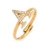 304 Stainless Steel Micro Pave Cubic Zirconia Cuff Open Rings RJEW-D336-01G-10-2