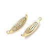 Brass Micro Pave Clear Cubic Zirconia Horse Eye Links Connector Charms KK-P345-69G-2