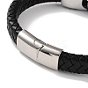 Men's Braided Black PU Leather Cord Bracelets BJEW-K243-13AS-3