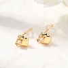 Brass Micro Pave Clear Cubic Zirconia Heart Stud Earrings EJEW-C158-12G-2