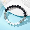 Natural Selenite & Labradorite & Black Tourmaline & Shell Beaded Stretch Bracelets for Women X-BJEW-JB13084-1
