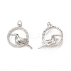 Brass Micro Pave Cubic Zirconia Bird Pendants KK-E068-VB306-1