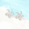 Brass Micro Pave Cubic Zirconia Stud Earrings EJEW-G471-29A-P-1