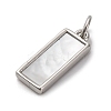 Brass Pave Natural Shell Rectangle Charms KK-P308-03P-2