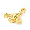 Rack Plating Brass Micro Pave Cubic Zirconia European Dangle Charms KK-P270-02H-G-2
