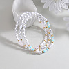 3Pcs Resin Pearl Faceted Round & Rice Beaded Stretch Anklet Sets FS-WG2E78A-01-2