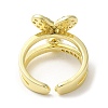 Heart Brass Micro Pave Cubic Zirconia Open Cuff Ring for Women LS-RJEW-F154-03G-A-4