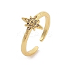 Rack Plating Star Brass Micro Pave Clear Cubic Zirconia Cuff Rings for Women LS-RJEW-M028-122G-2