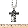 Religion 201 Stainless Steel Enamel Black Virgin Mary Cross Pendant Necklaces NJEW-C104-02A-3
