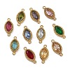 Ion Plating(IP) 304 Stainless Steel Cubic Zirconia Horse Eye Links Connector Charms STAS-K256-21G-1