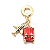 Rack Plating Brass Red Enamel European Dangle Charms KK-Q017-20G-1