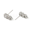 Brass Micro Pave Clear Cubic Zirconia Stud Earring Findings KK-C107-06P-2