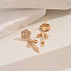 Elegant Brass Pave Clear Cubic Zirconia Flower with Bowknot Stud Earrings OP0904-5