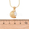 304 Stainless Steel & Acrylic Imitation Pearl Moon Pendant Snake Chain Necklaces for Women NJEW-F354-08G-5